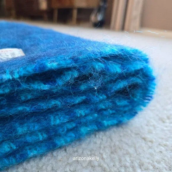 NWT Kid Mohair Scarf Blue Avoca Tweed - Picture 16 of 16